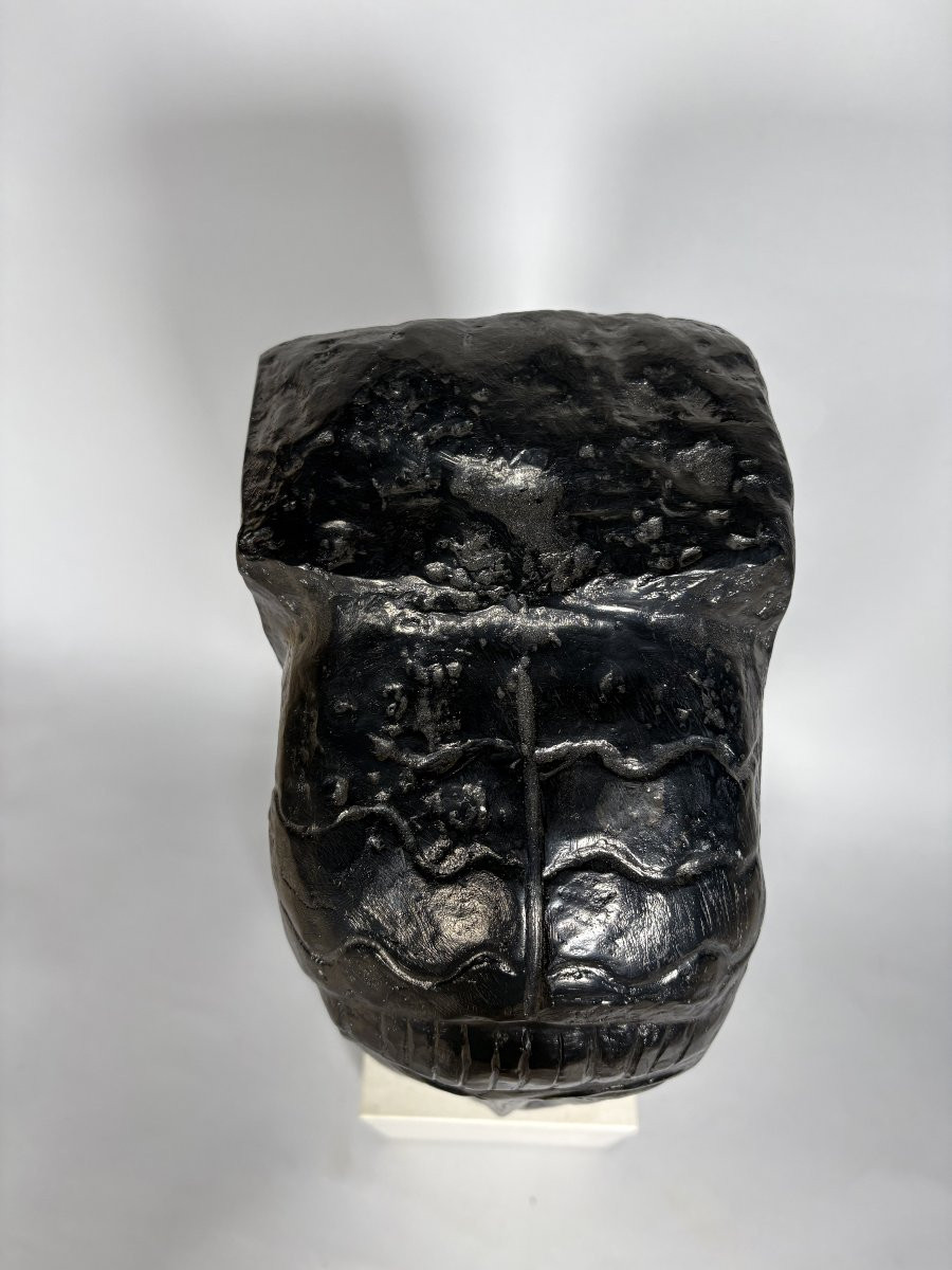 Amédéo MODIGLIANI (1884-1920). TETE DE JEUNE FILLE A LA FRANGE sculpture en  Bronze moderne-photo-1