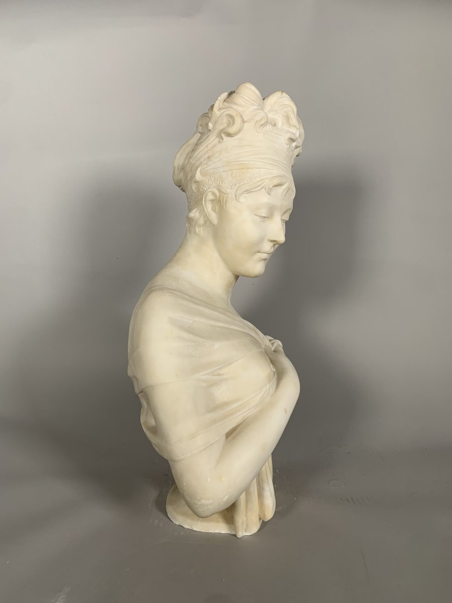 Sculpture, Buste de madame de Recamier d'apres Joseph Chinard (1756 - 1813)  52cm XIXeme siecle-photo-3