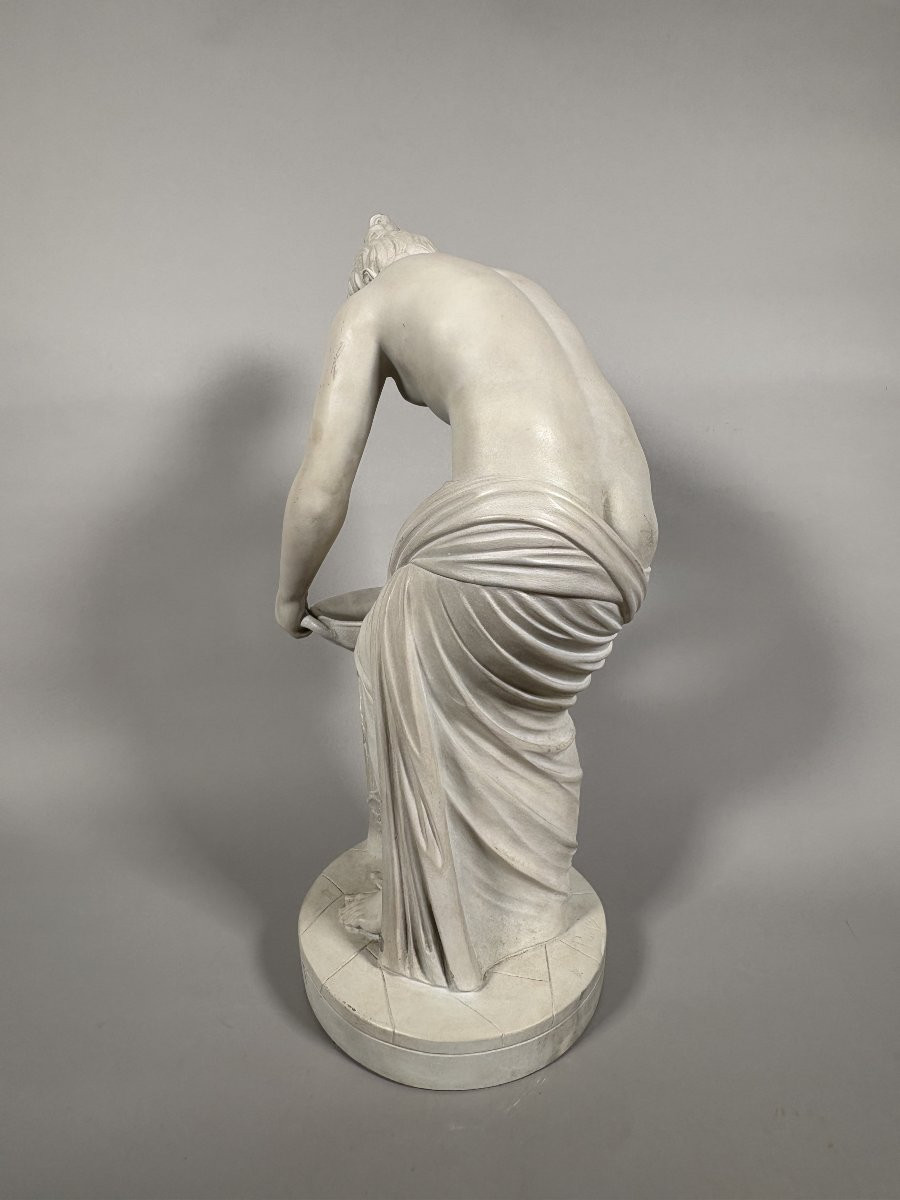 Sculpture d'une Danaïdes néoclassique XIXeme siecle 55 cm Marbre blanc-photo-2