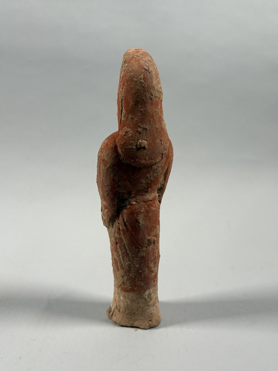 Pair Of Mingqi Servant Sculptures, Polychrome Earth, Han Dynasty, Archaeology, China-photo-5