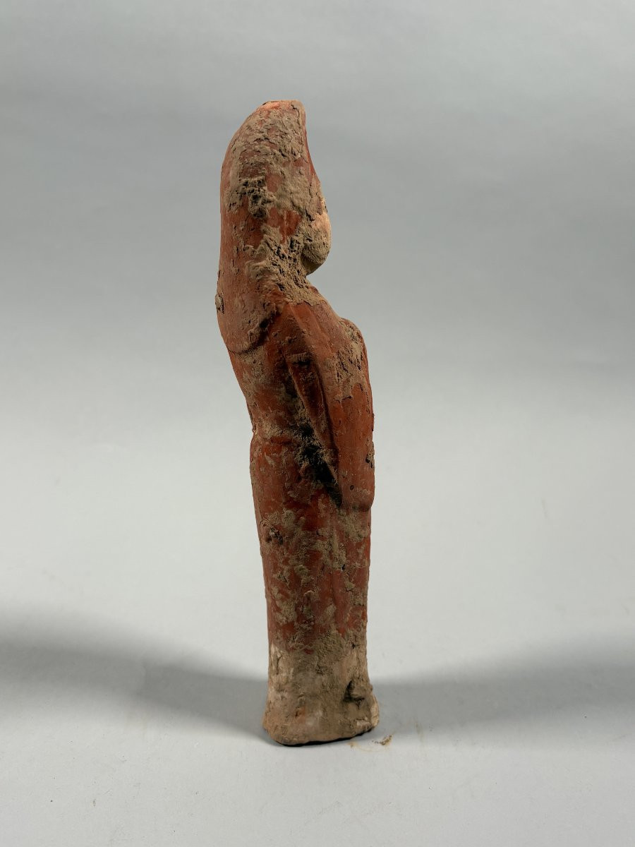 Pair Of Mingqi Servant Sculptures, Polychrome Earth, Han Dynasty, Archaeology, China-photo-6