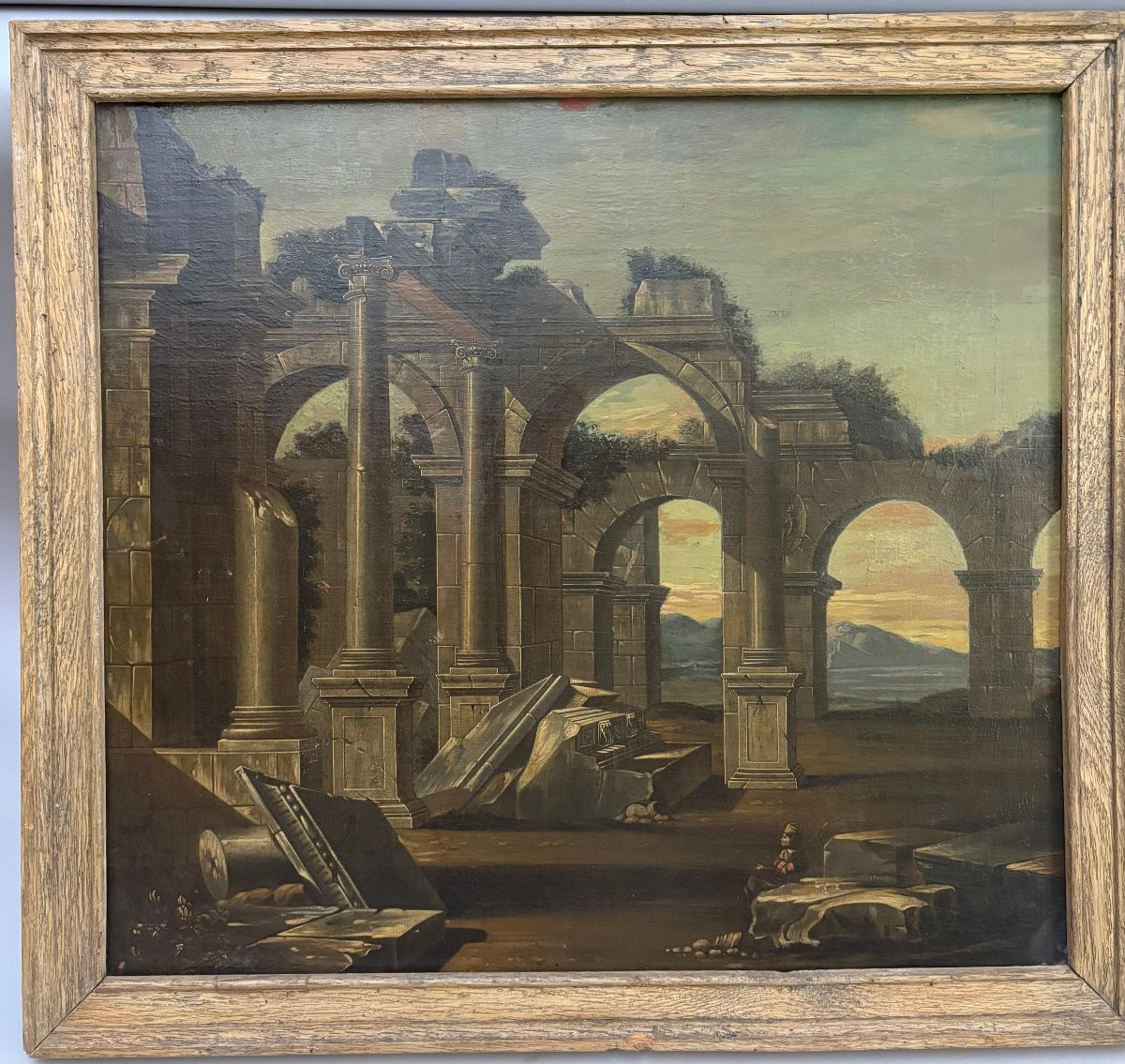 Italian School 17th Century - Ruins Of An Ancient Roman Palace-photo-2