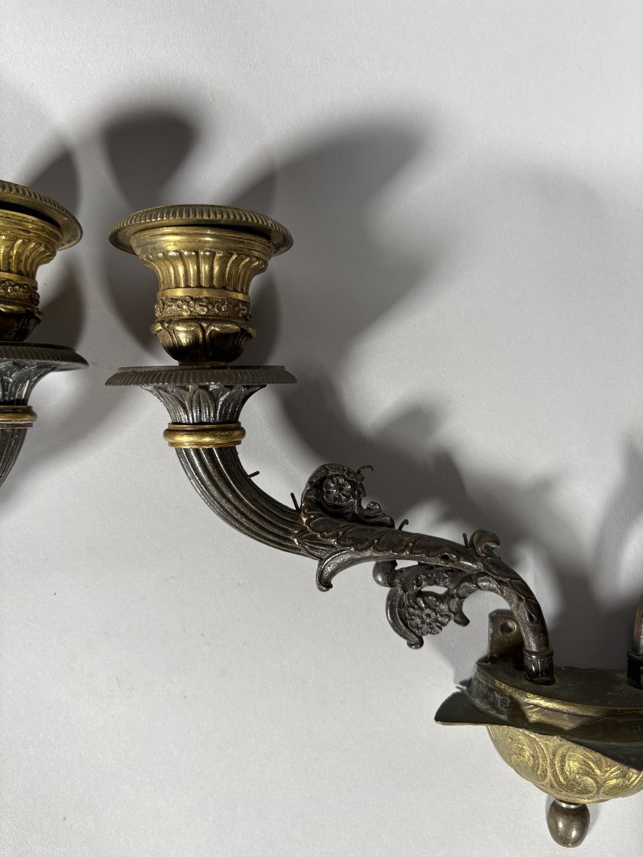 Paire d'appliques en bronze doré style Restauration  XIXeme siecle-photo-3