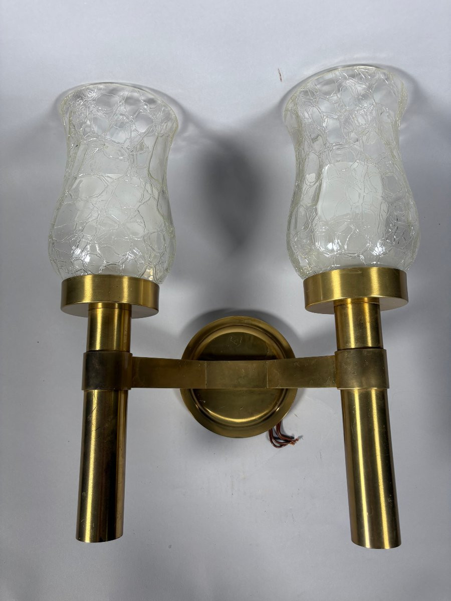 Jean Perzel (1892 - 1986) Pair Of Modernist Wall Sconces Circa 1960 20th Century-photo-3