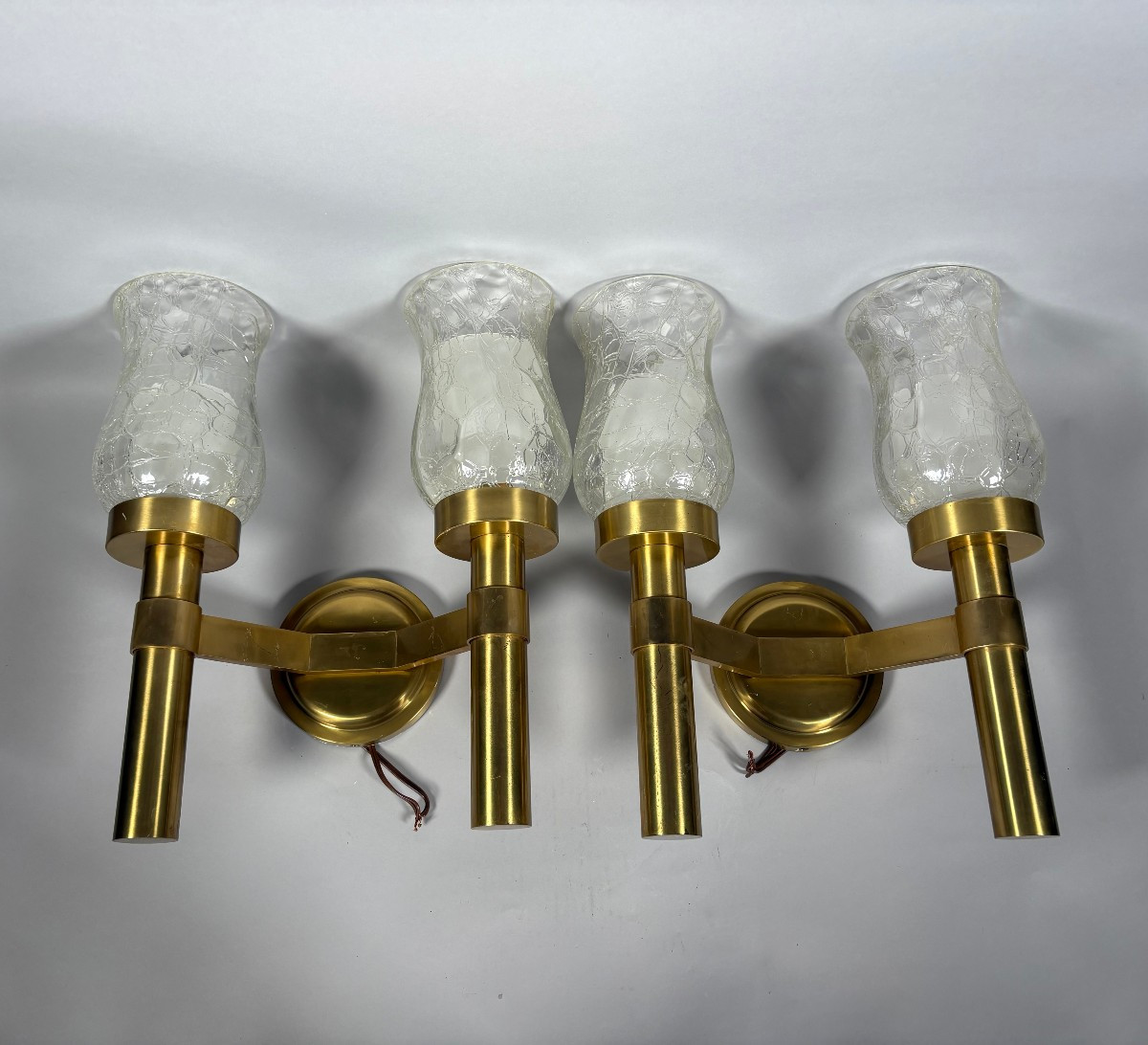Jean Perzel (1892 - 1986) Pair Of Modernist Wall Sconces Circa 1960 20th Century