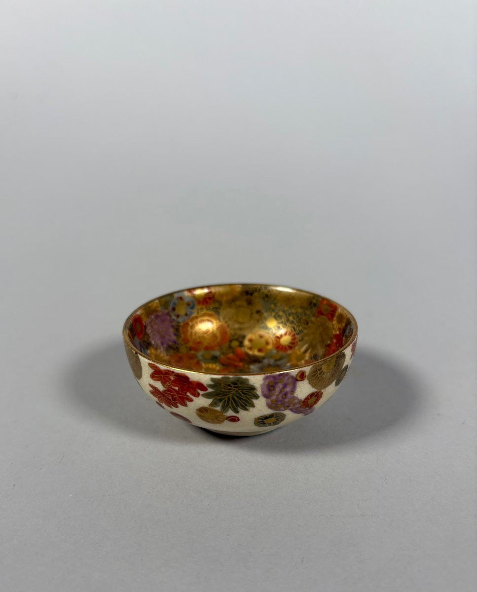 Satsuma Earthenware Bowl, Meiji Period, 19th Century, Mille-fleurs Pattern, Japan-photo-3