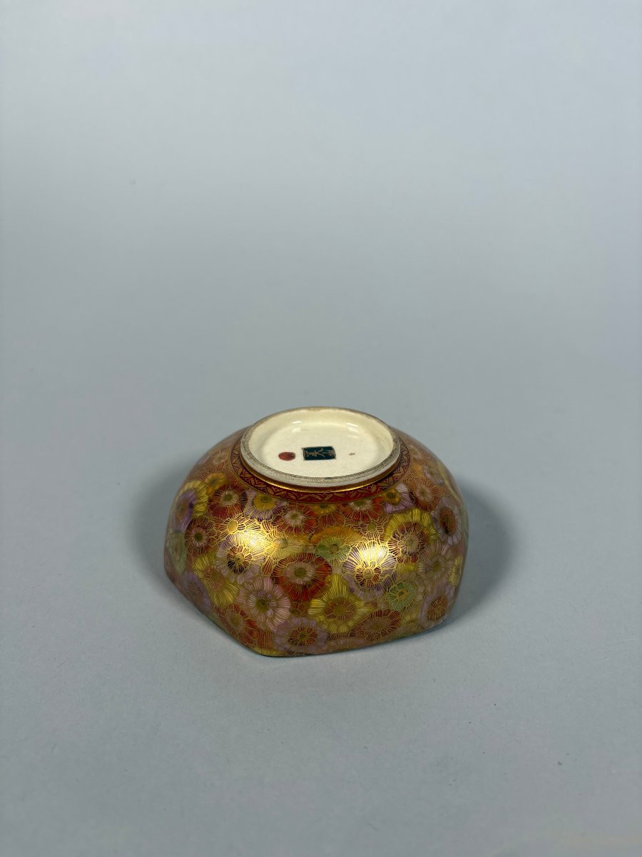 Satsuma Earthenware Bowl, Meiji Period, 19th Century, Millefleurs Pattern, Japan-photo-5