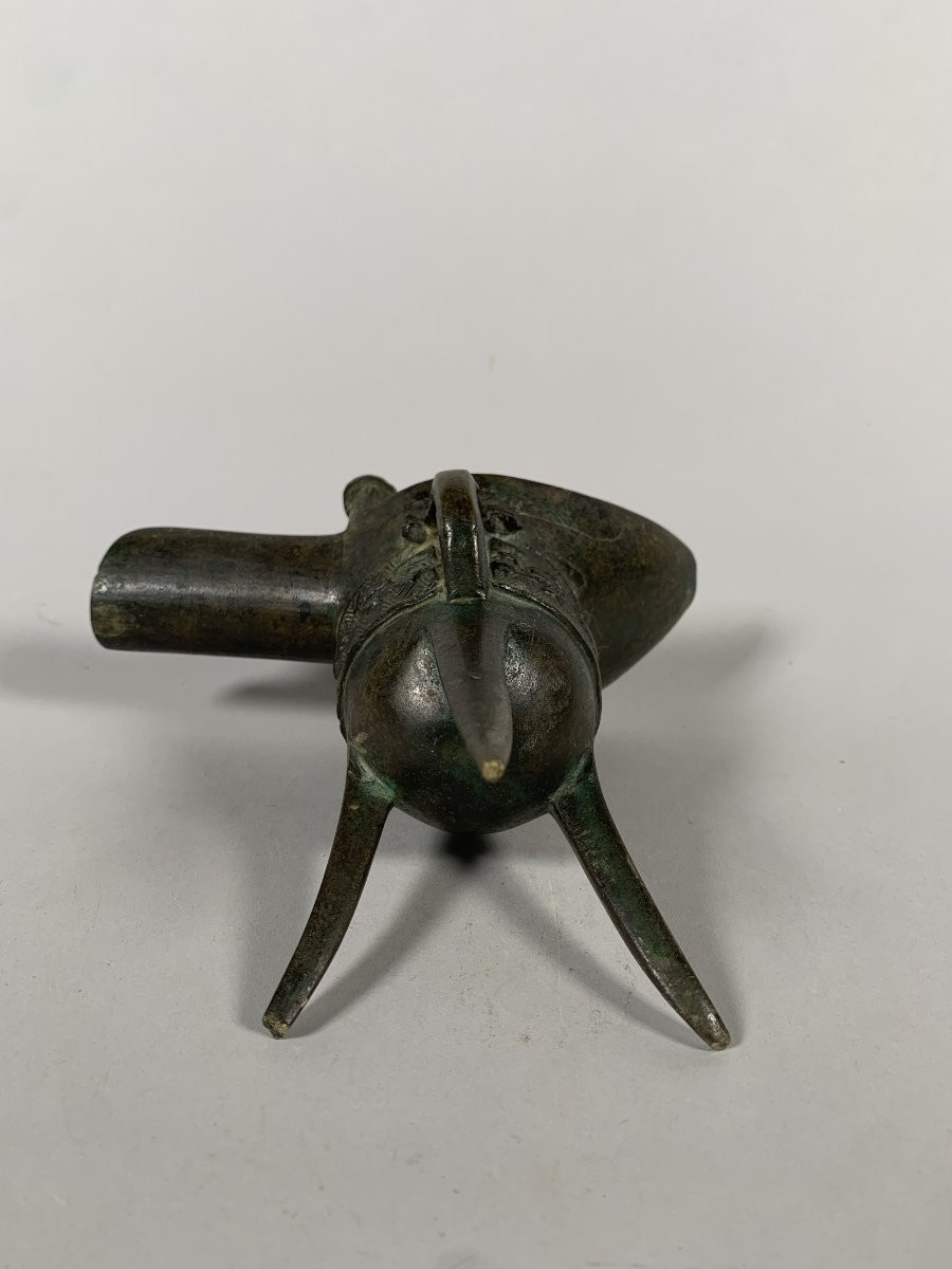 Coupe bronze tripode "Jue" Chine époque Ming (1368 - 1644) -photo-1