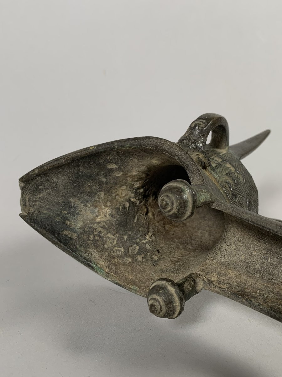 Coupe bronze tripode "Jue" Chine époque Ming (1368 - 1644) -photo-7