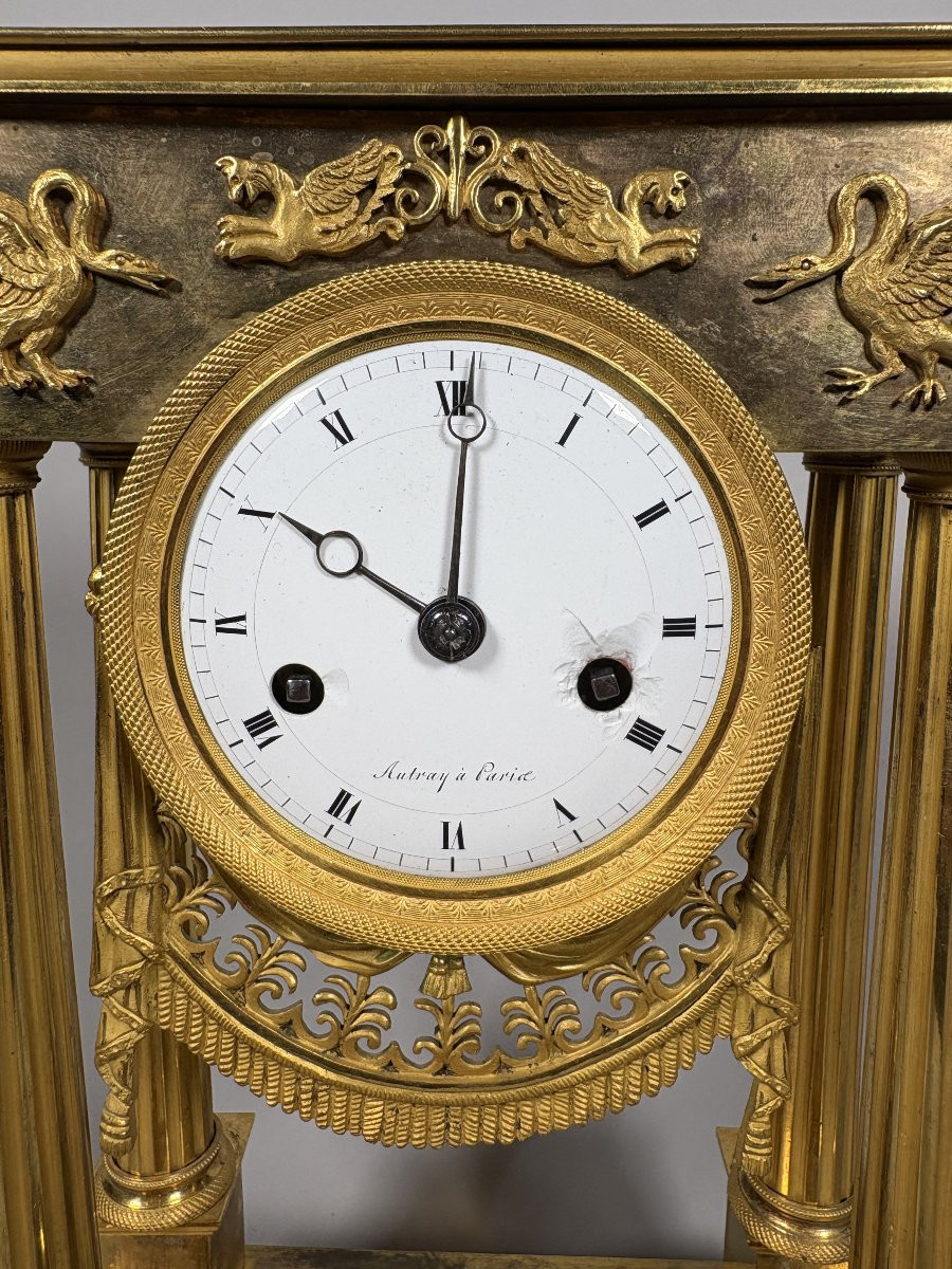 Pendule portique bronze  d'époque Empire  XIXeme siecle-photo-3