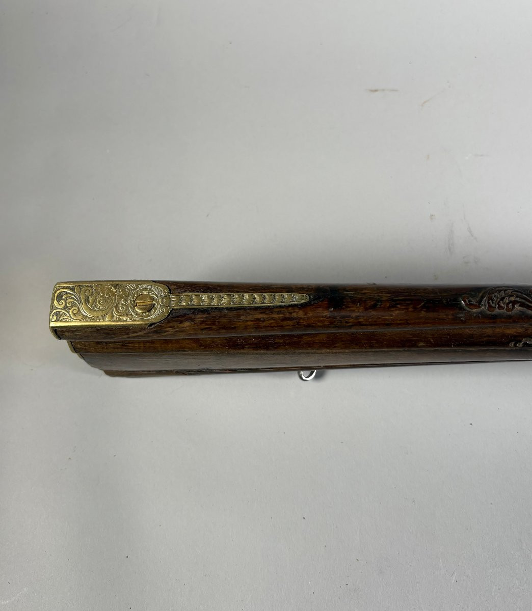 Arquebuse à rouet transformée à silex XVIIeme siecle-photo-4