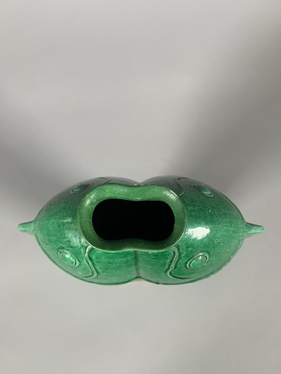 Vase Monochrome Vert Carpes Accolées époque Kangxi (1662-1722)-photo-3