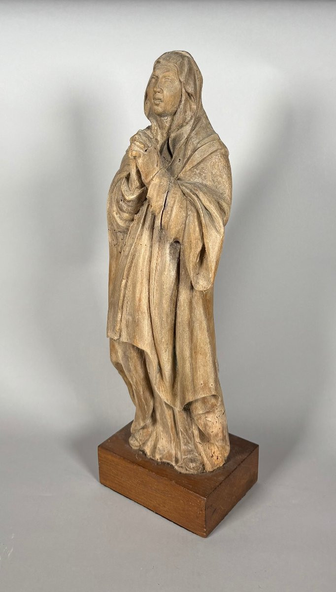 Sculpture en bois vierge  XVIème siècle La vierge prière-photo-2