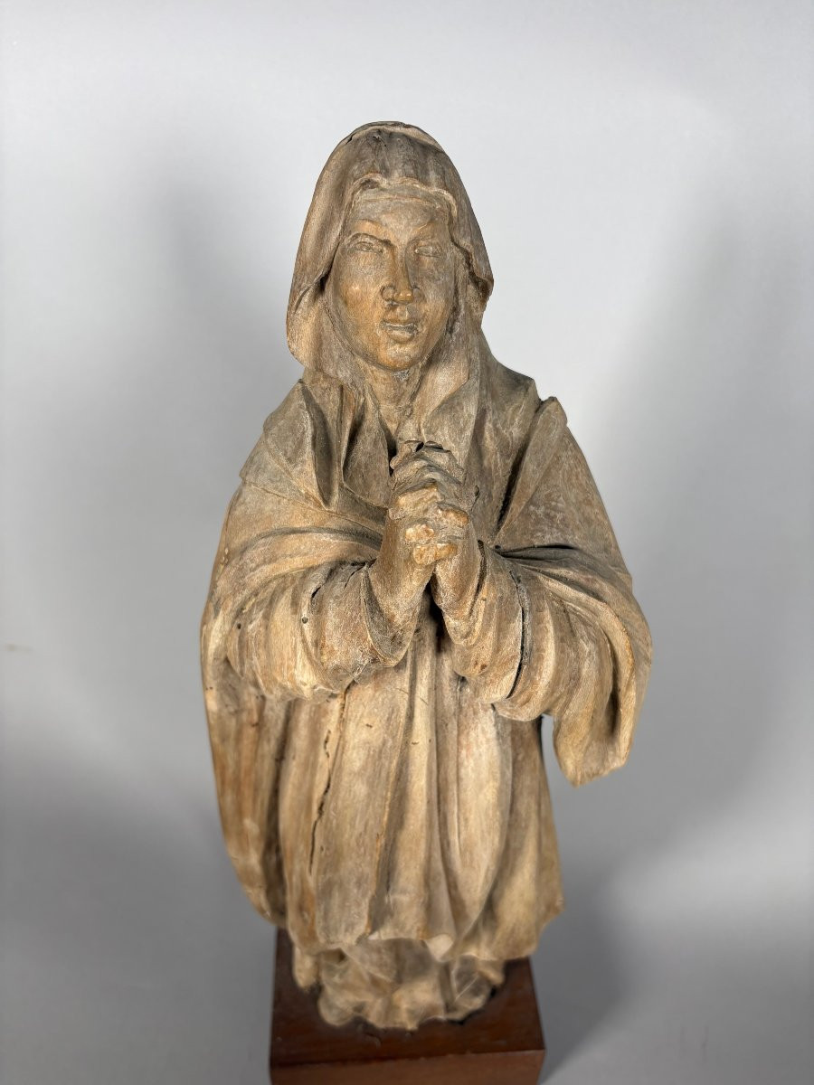 Sculpture en bois vierge  XVIème siècle La vierge prière-photo-1