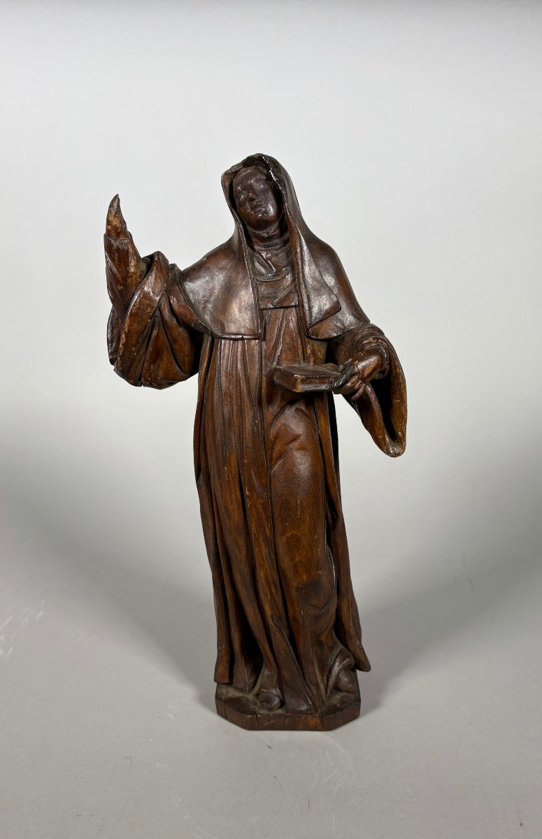 17th-century Wooden Sculpture Of Saint Bridget 