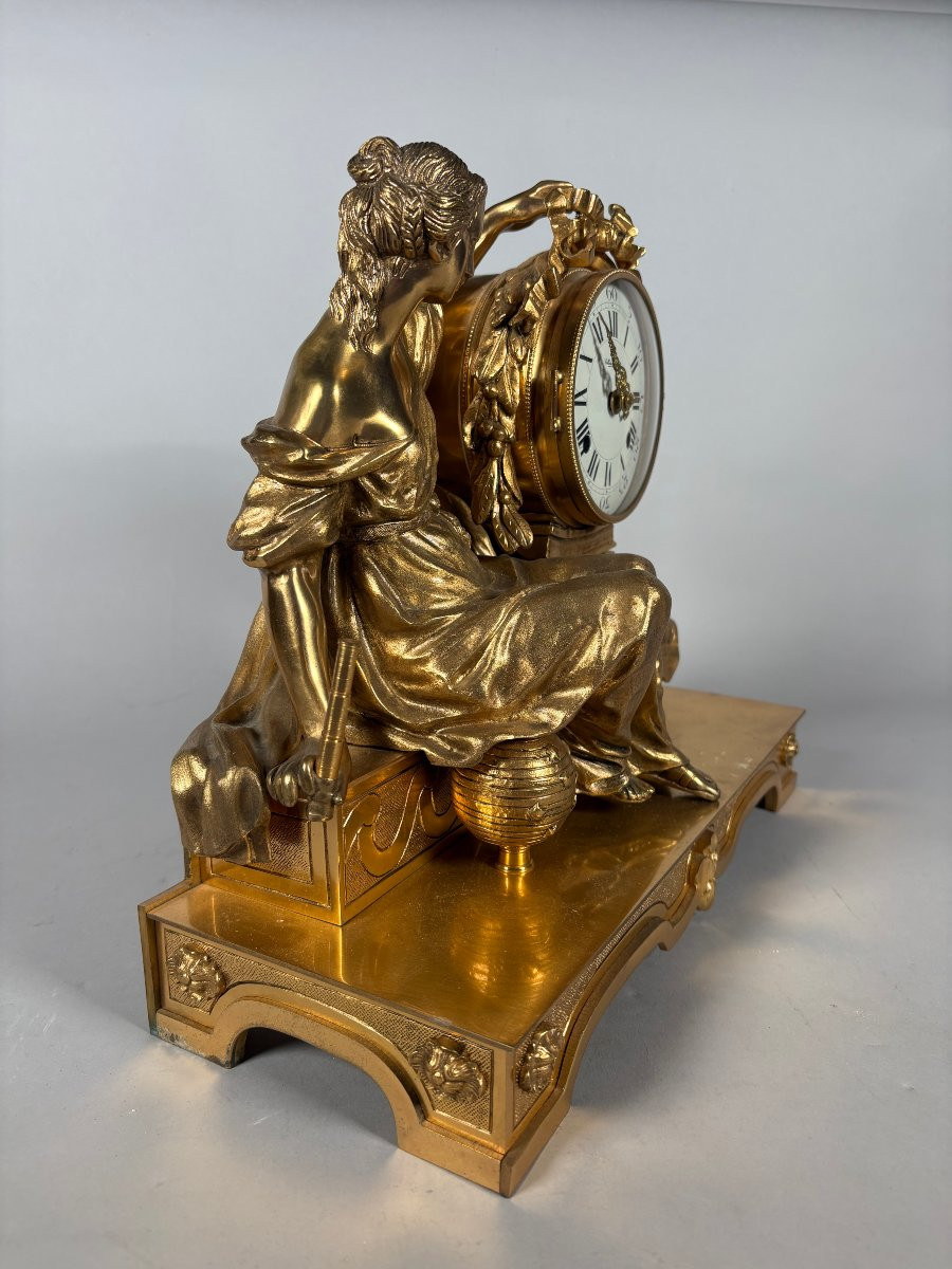Pendule allégorie des sciences bronze doré style louis XVI-photo-2