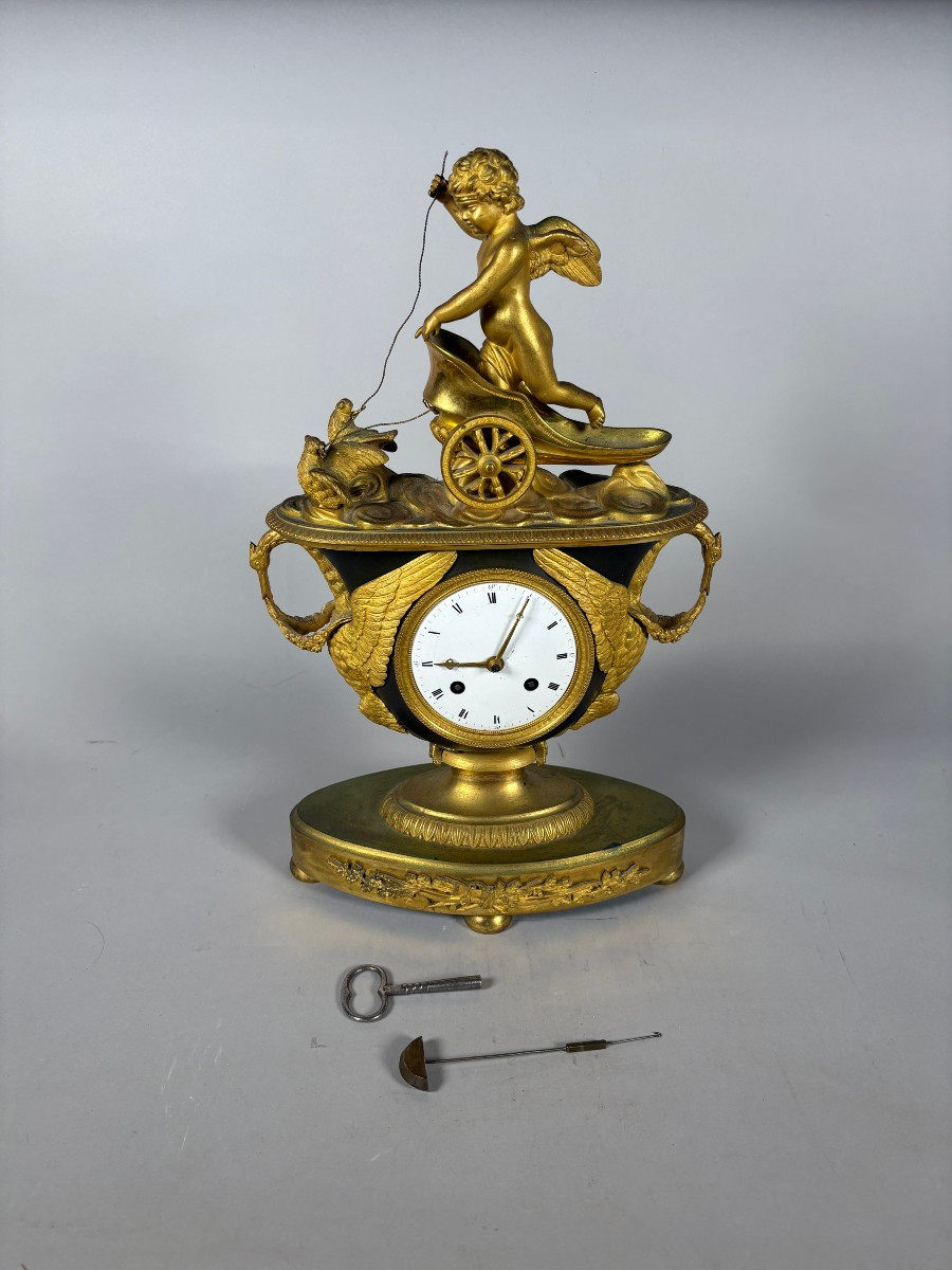 "the Chariot Of Love" Clock, Empire Period, Early 19th Century