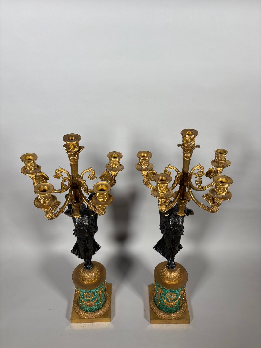 Paire de candélabres aux Victoires ailées Attribués à Pierre-Philippe Thomire (1751-1843) -photo-4