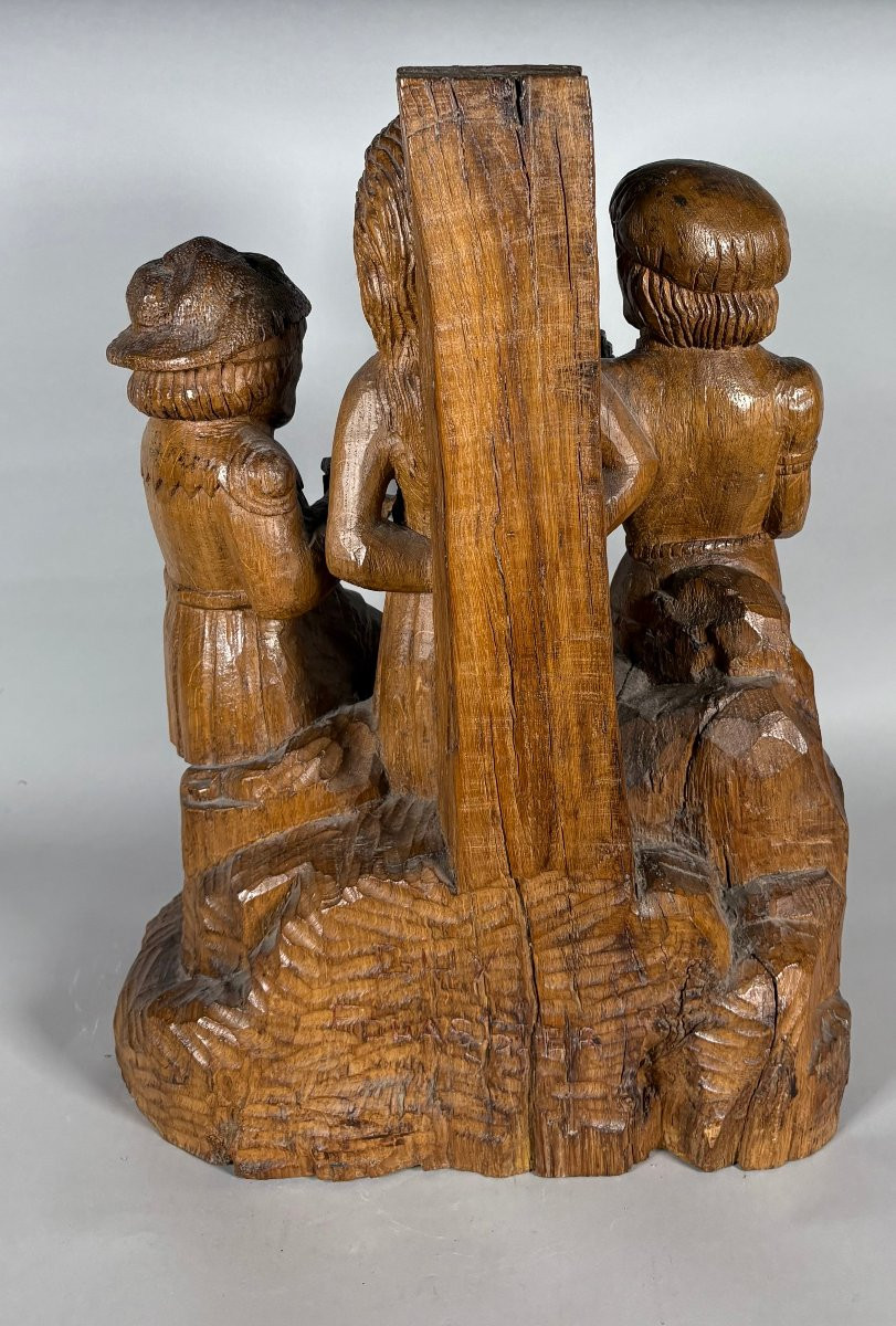 Le Martyre de Sainte Apolline en bois sculpté XVème siècle-photo-1