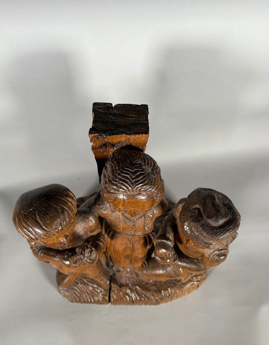 Le Martyre de Sainte Apolline en bois sculpté XVème siècle-photo-6