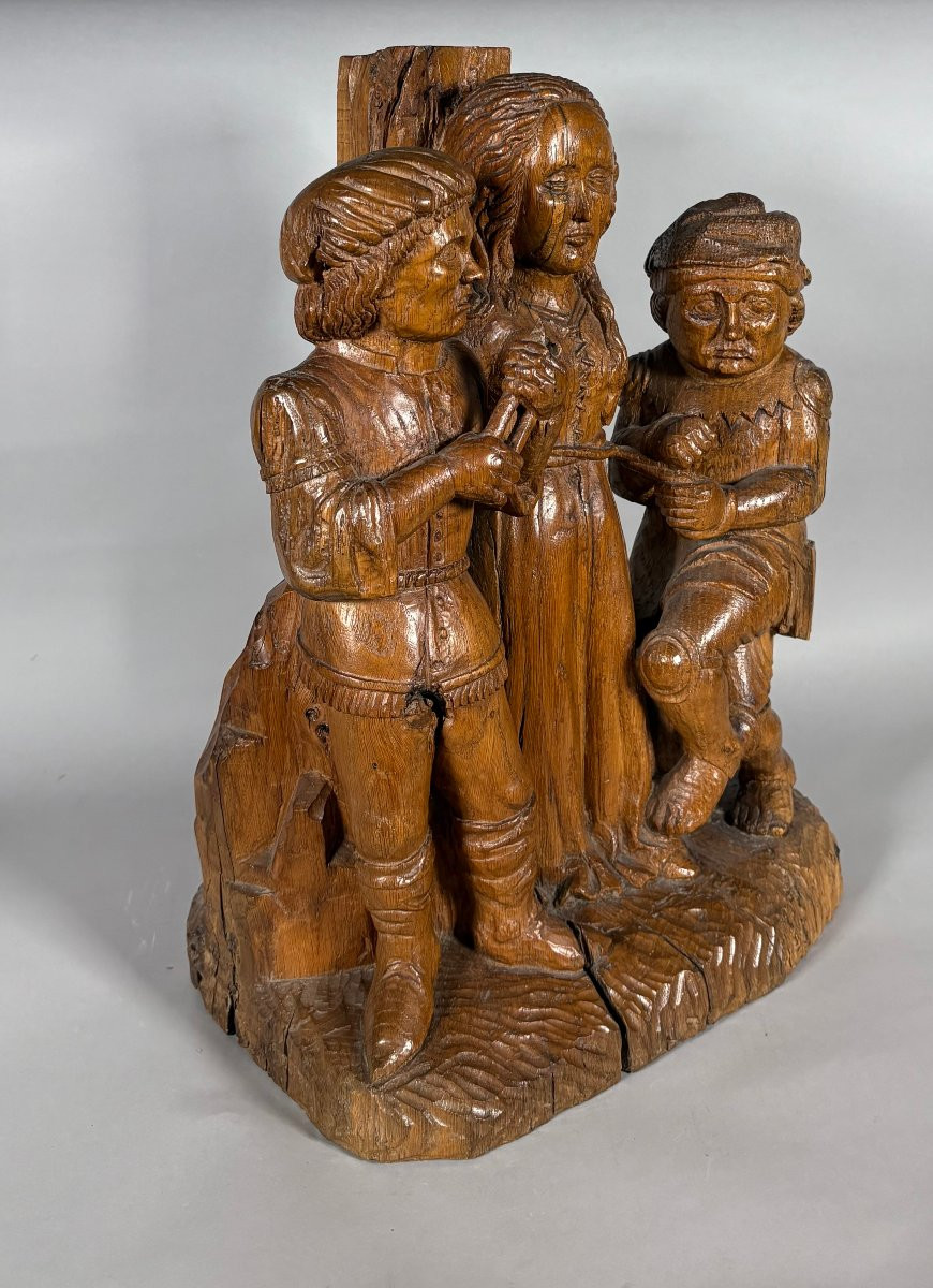 Le Martyre de Sainte Apolline en bois sculpté XVème siècle-photo-7