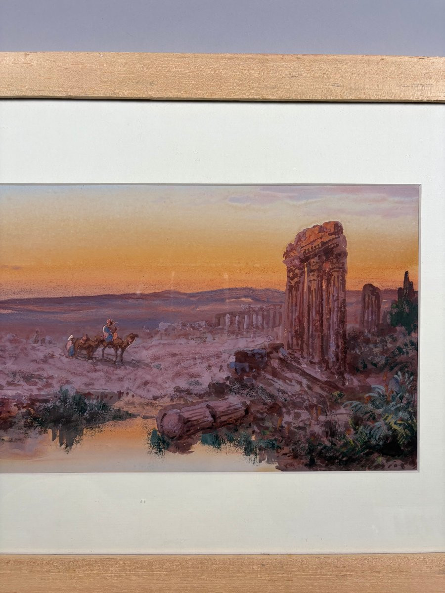 Peinture orientaliste  Paul B. PASCAL (1832-1903) Gouache -photo-2