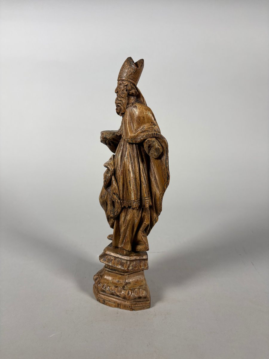 Sculpture, Saint Eveque XVIIème siècle - 26 cm - Bois-photo-1