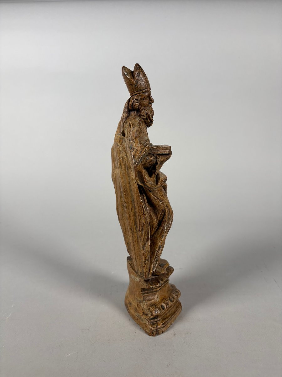 Sculpture, Saint Eveque XVIIème siècle - 26 cm - Bois-photo-3