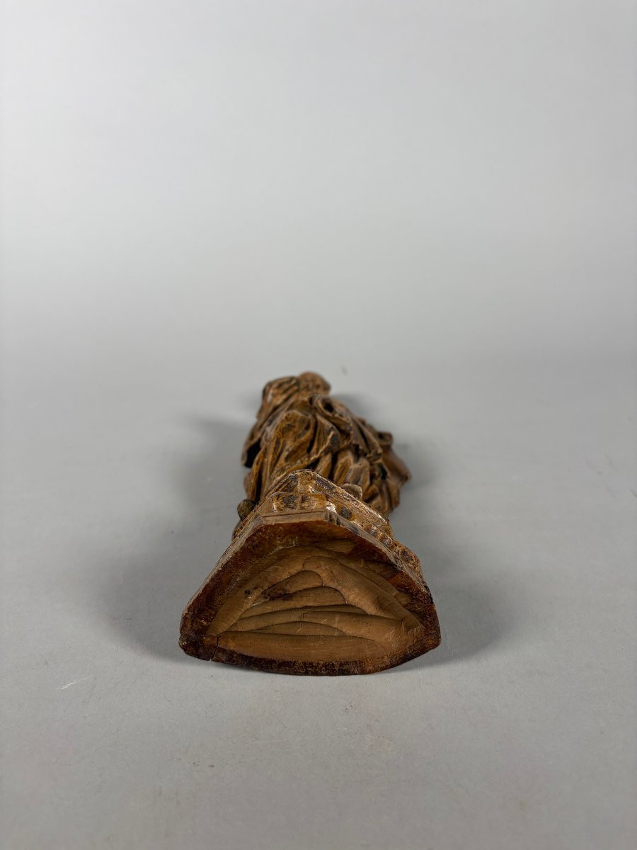 Sculpture, Saint Eveque XVIIème siècle - 26 cm - Bois-photo-5