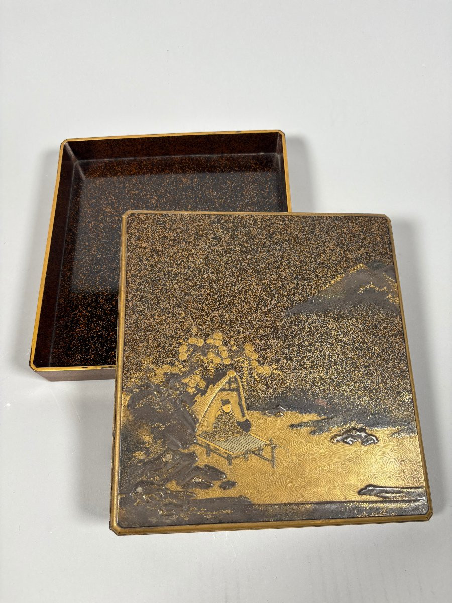 Japan - Mid-edo Period (1603-1868) Suzuribako Lacquer Calligraphy Box Nashiji-photo-4