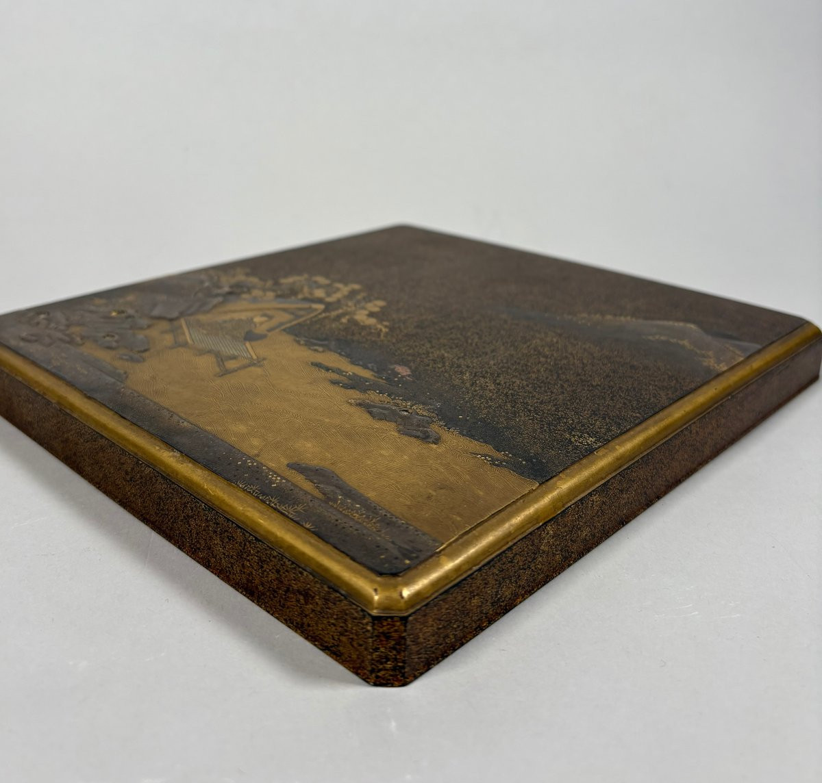 Japan - Mid-edo Period (1603-1868) Suzuribako Lacquer Calligraphy Box Nashiji-photo-6