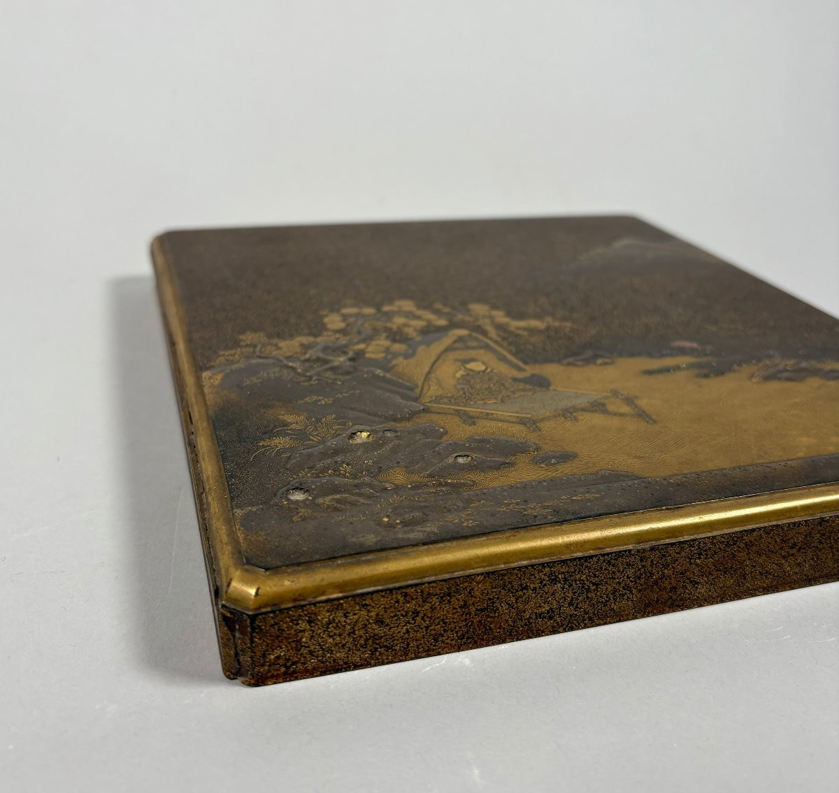 Japan - Mid-edo Period (1603-1868) Suzuribako Lacquer Calligraphy Box Nashiji-photo-8