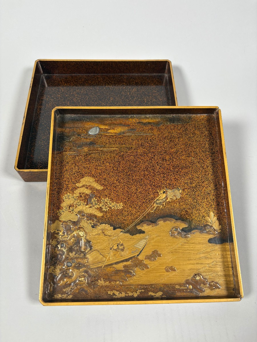 Japan - Mid-edo Period (1603-1868) Suzuribako Lacquer Calligraphy Box Nashiji