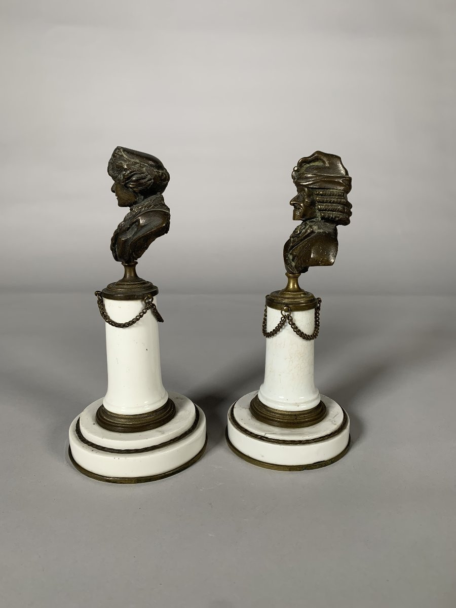Pair Of Busts Of Voltaire And Rousseau, Late 18th Century, Louis XVI Period-photo-2