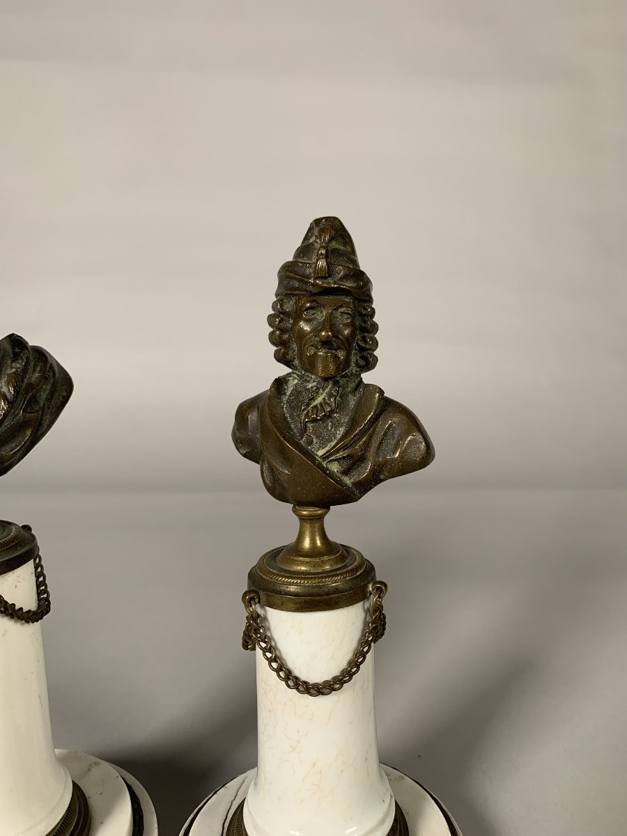 Pair Of Busts Of Voltaire And Rousseau, Late 18th Century, Louis XVI Period-photo-5