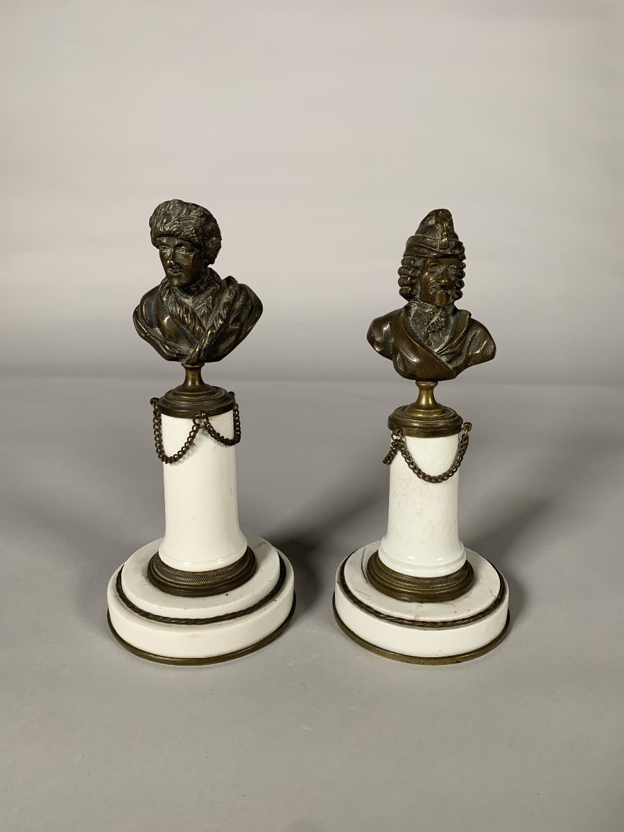 Pair Of Busts Of Voltaire And Rousseau, Late 18th Century, Louis XVI Period