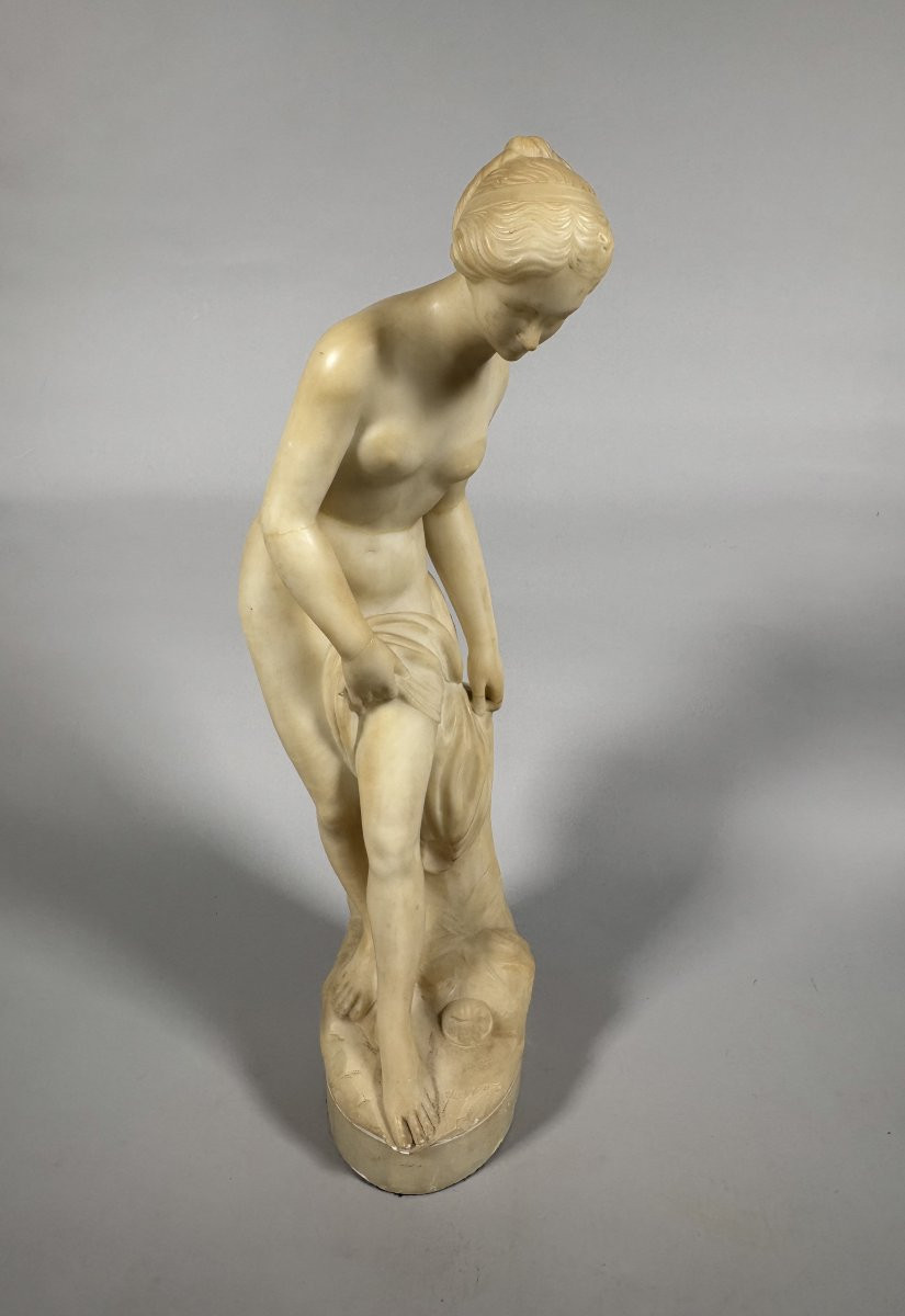 Sculpture, Diane au bain d'apres Falconet (1757) - 65 cm - Marbre jaune de sienne  -photo-2
