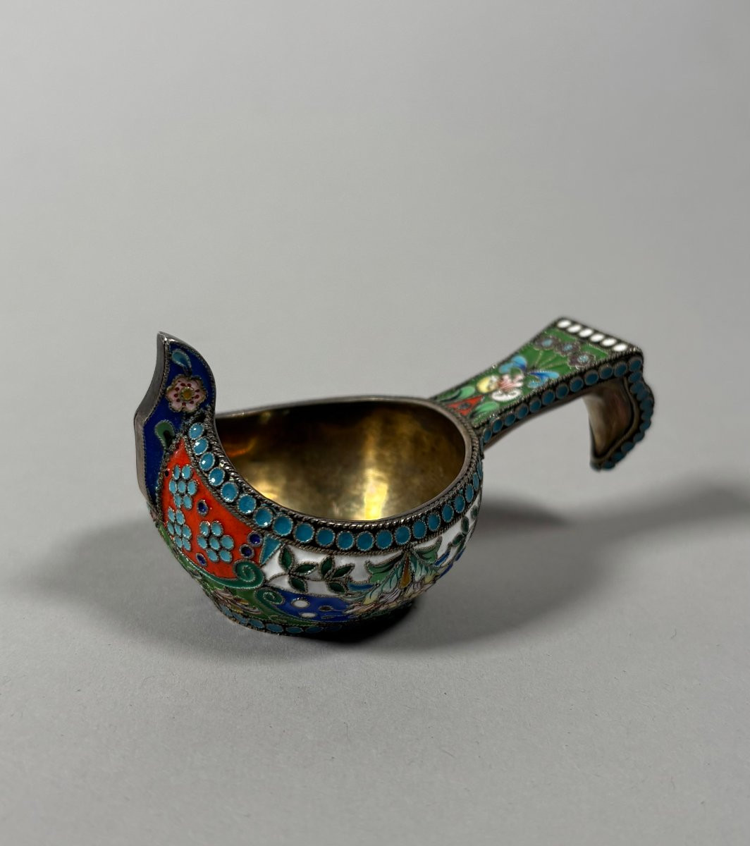 Kovsh en argent vermeil et emaux cloisonnés Russie XIXème siècle-photo-2