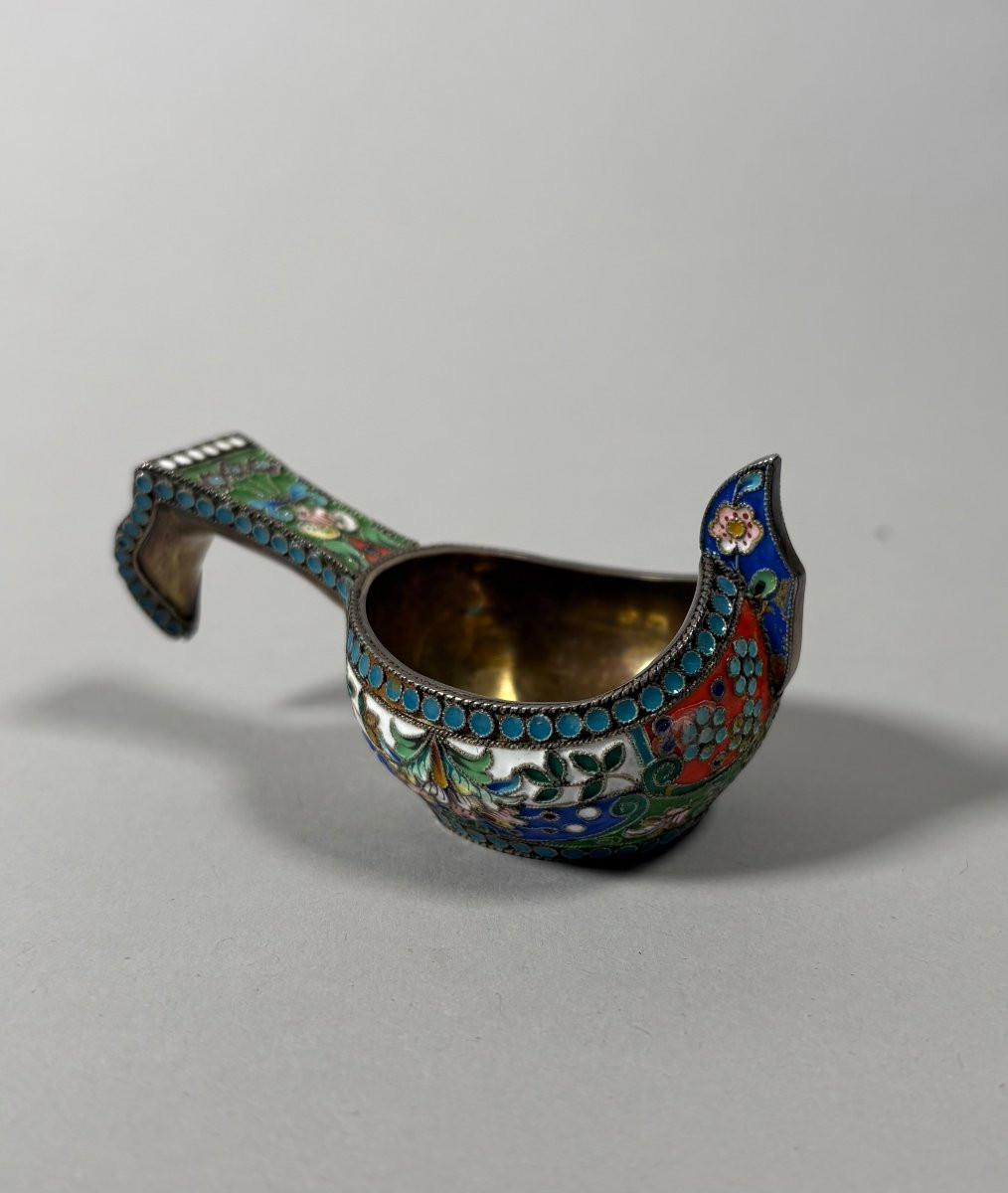 Kovsh en argent vermeil et emaux cloisonnés Russie XIXème siècle-photo-3