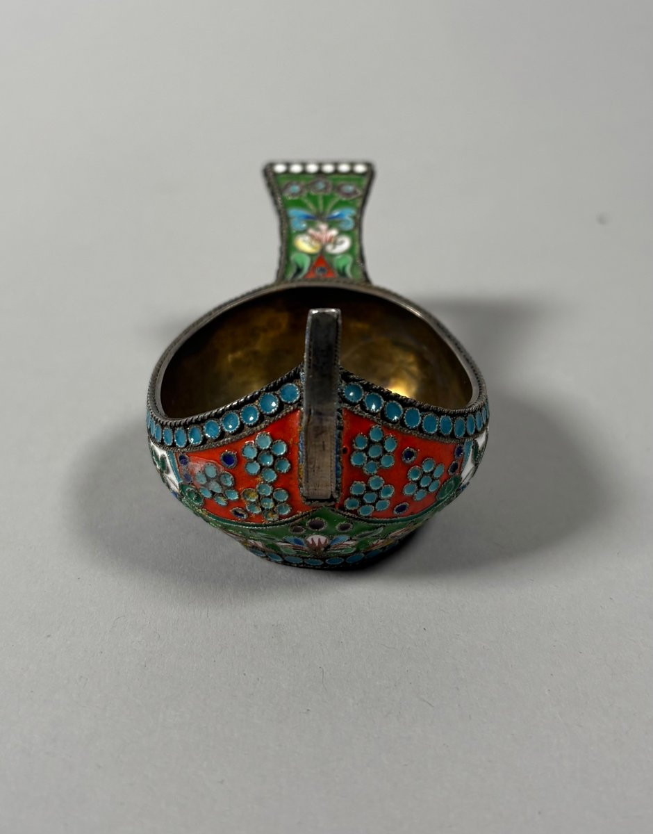 Kovsh en argent vermeil et emaux cloisonnés Russie XIXème siècle-photo-4