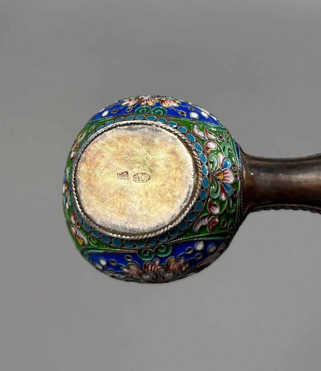 Kovsh en argent vermeil et emaux cloisonnés Russie XIXème siècle-photo-6
