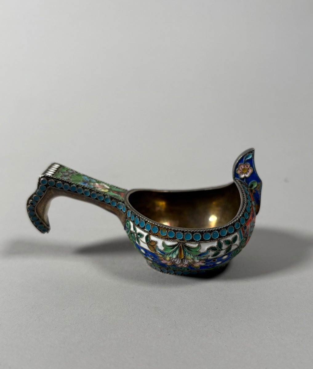 Kovsh en argent vermeil et emaux cloisonnés Russie XIXème siècle-photo-7