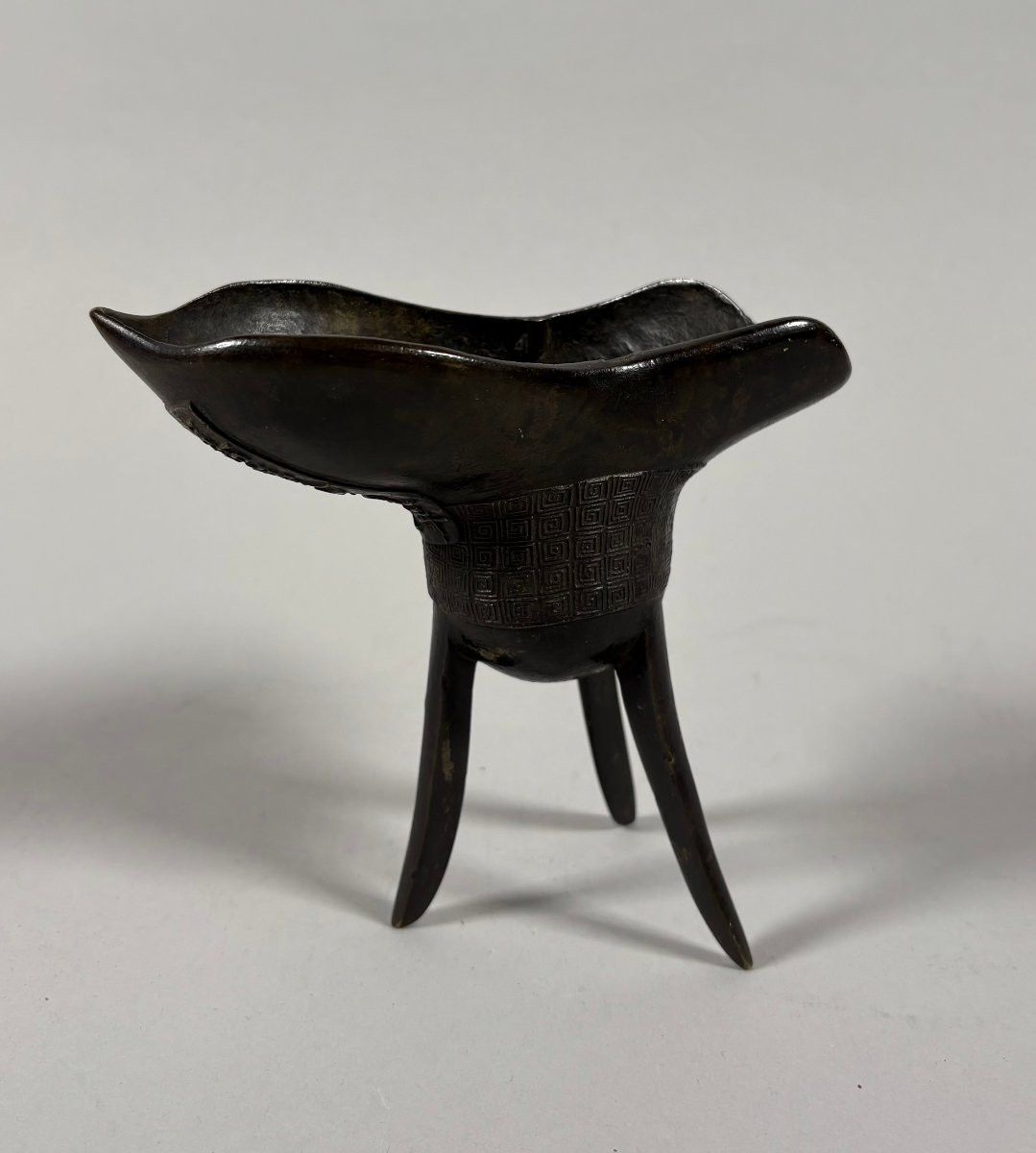 Tripod "jue" Cup, China, Song-yuan Period, In The Antique Shang Style-photo-3