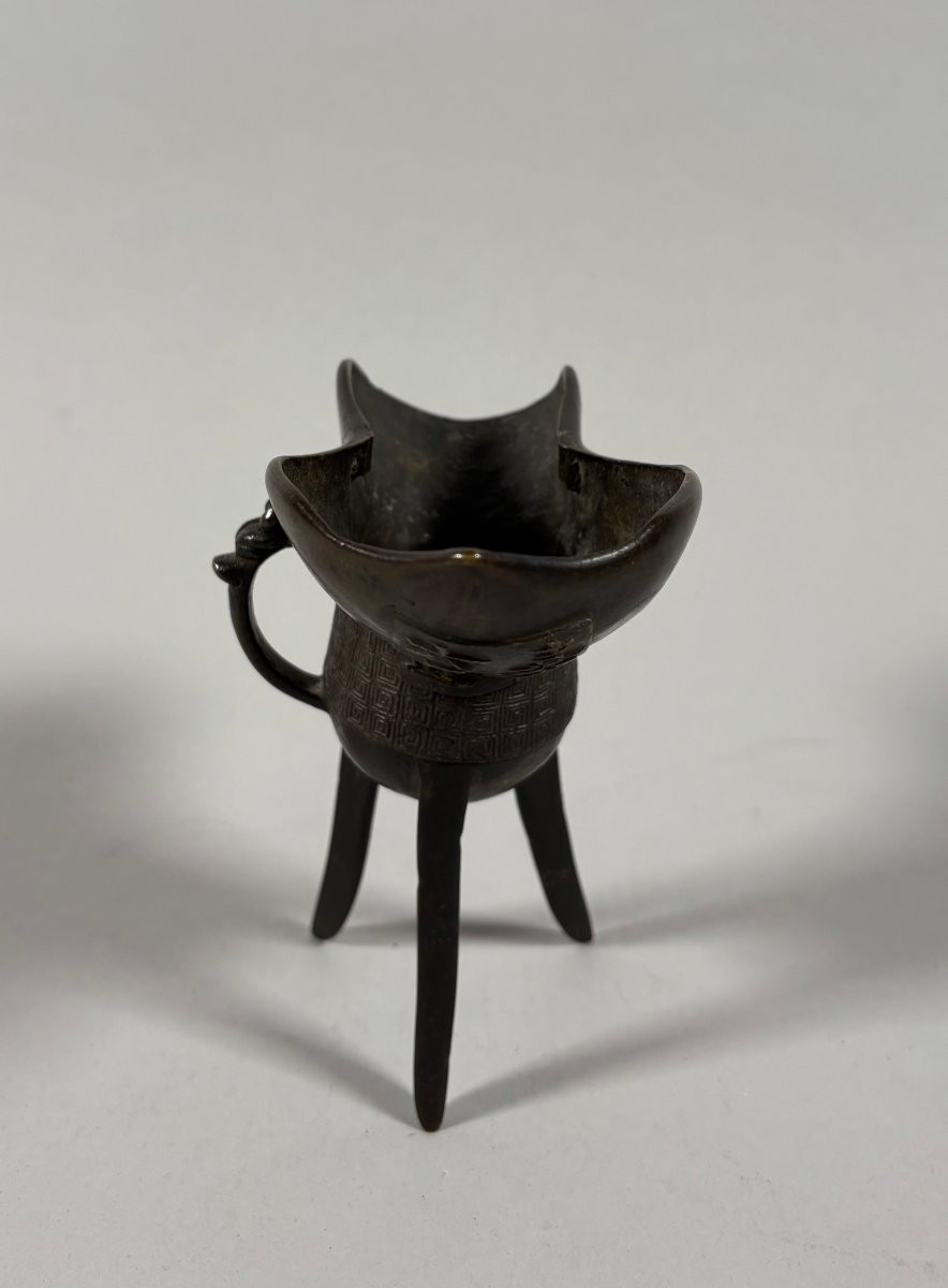 Tripod "jue" Cup, China, Song-yuan Period, In The Antique Shang Style-photo-4