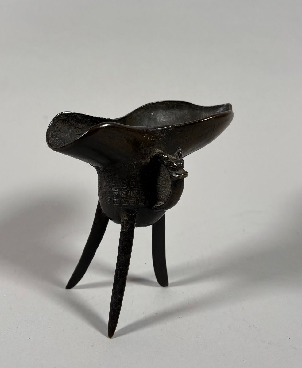 Tripod "jue" Cup, China, Song-yuan Period, In The Antique Shang Style-photo-1