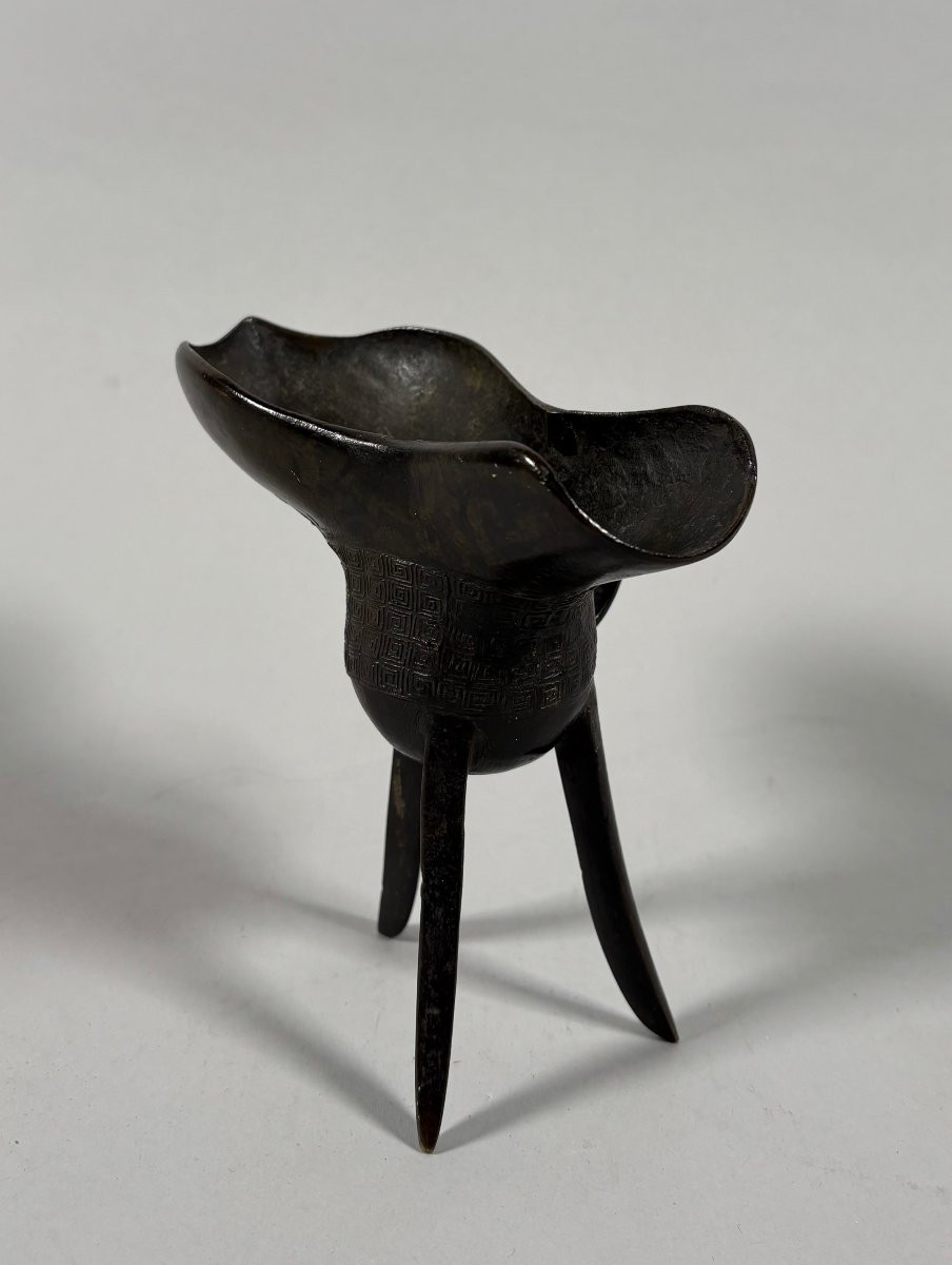 Tripod "jue" Cup, China, Song-yuan Period, In The Antique Shang Style-photo-2