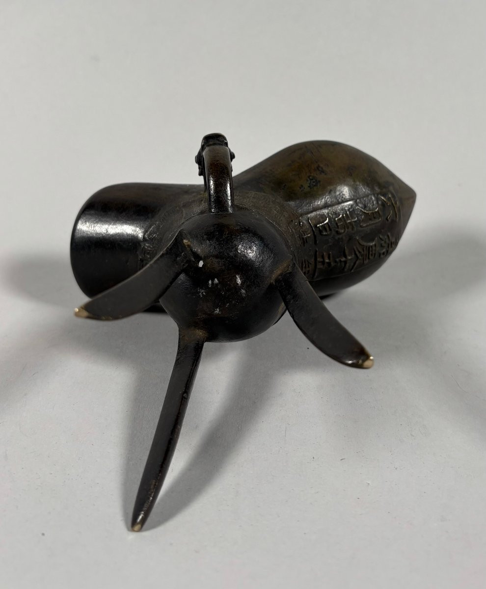 Tripod "jue" Cup, China, Song-yuan Period, In The Antique Shang Style-photo-5