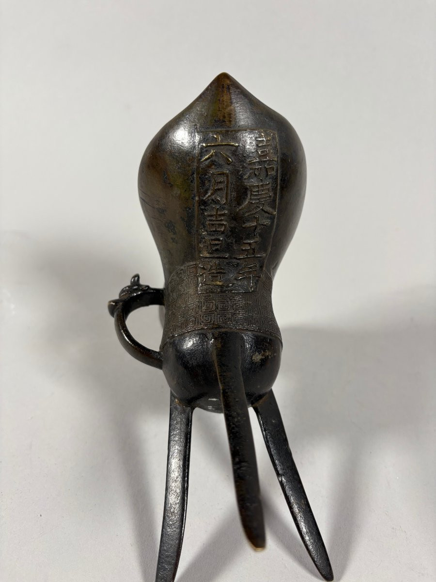 Tripod "jue" Cup, China, Song-yuan Period, In The Antique Shang Style-photo-6