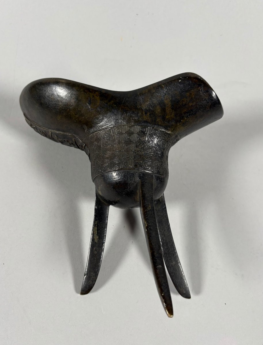 Tripod "jue" Cup, China, Song-yuan Period, In The Antique Shang Style-photo-7