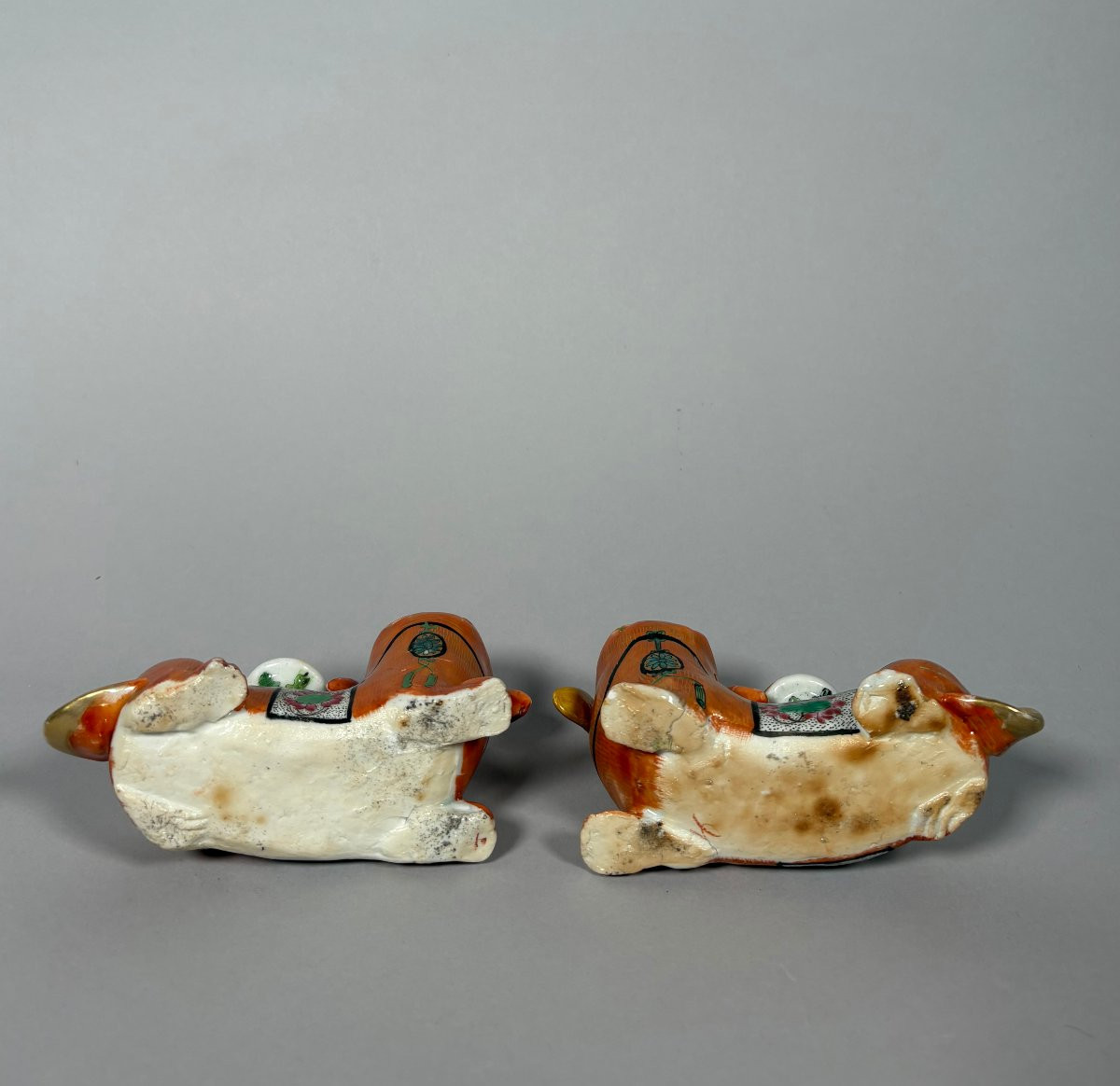 Pair Of Foo Dogs, China, Jiaqing (1796-1820), Porcelain Incense Stick Holders -photo-5
